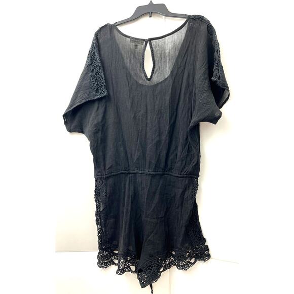 La Blanca Women's Crochet-Trim Romper Swim Cover-Up - Black Size XL NWOT - Picture 5 of 6